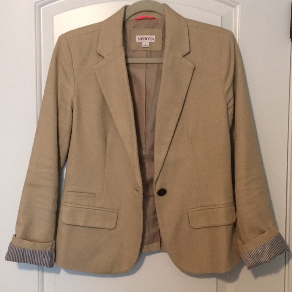 Merona Beige Textured Blazer - Picture 1 of 5